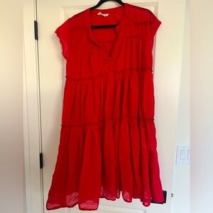 Red Relaxed Fit Boho Dress By Holiday In Size S 100% Cotton